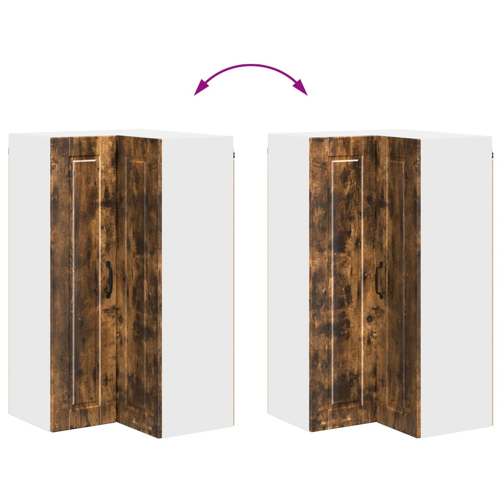Wand-Eckschrank PORTO Geräucherte Eiche 57 x 57 x 100 cm
