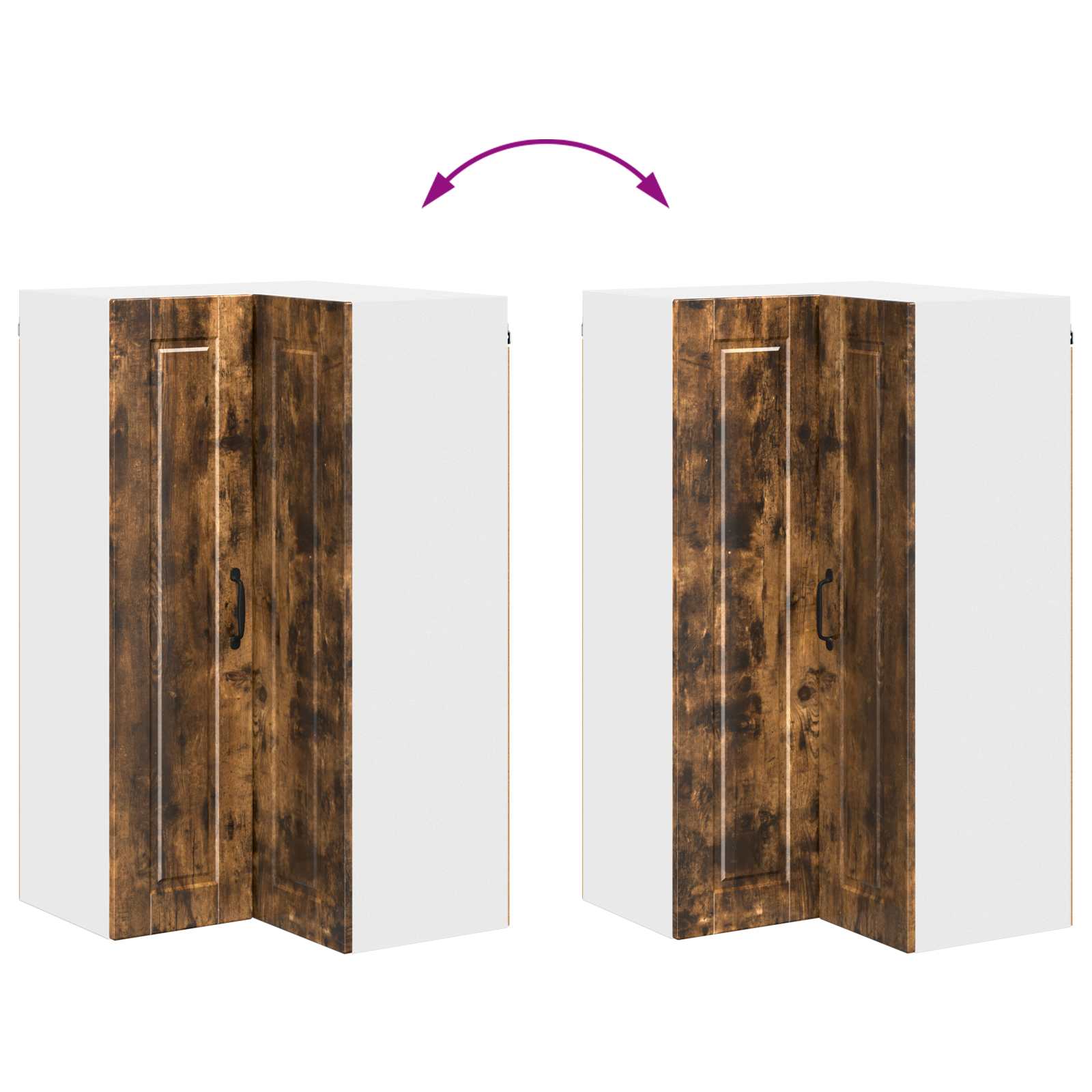 Wand-Eckschrank PORTO Geräucherte Eiche 57 x 57 x 100 cm