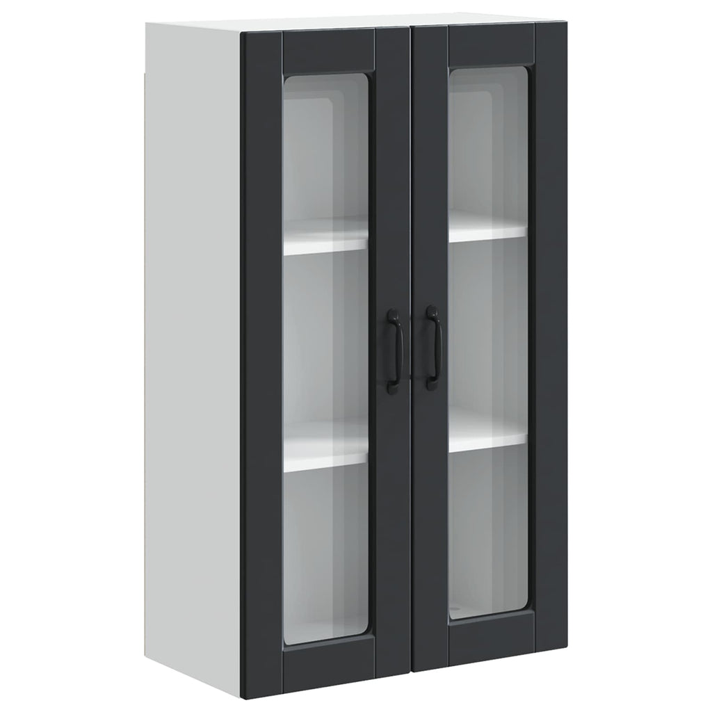 Wandglas-Schrank PORTO Schwarz 60 x 31 x 100 cm Holzwerkstoff