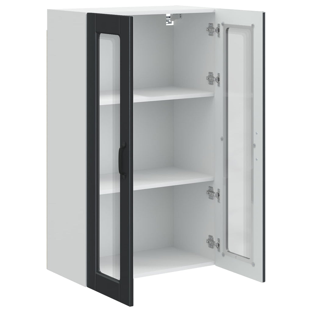 Wandglas-Schrank PORTO Schwarz 60 x 31 x 100 cm Holzwerkstoff