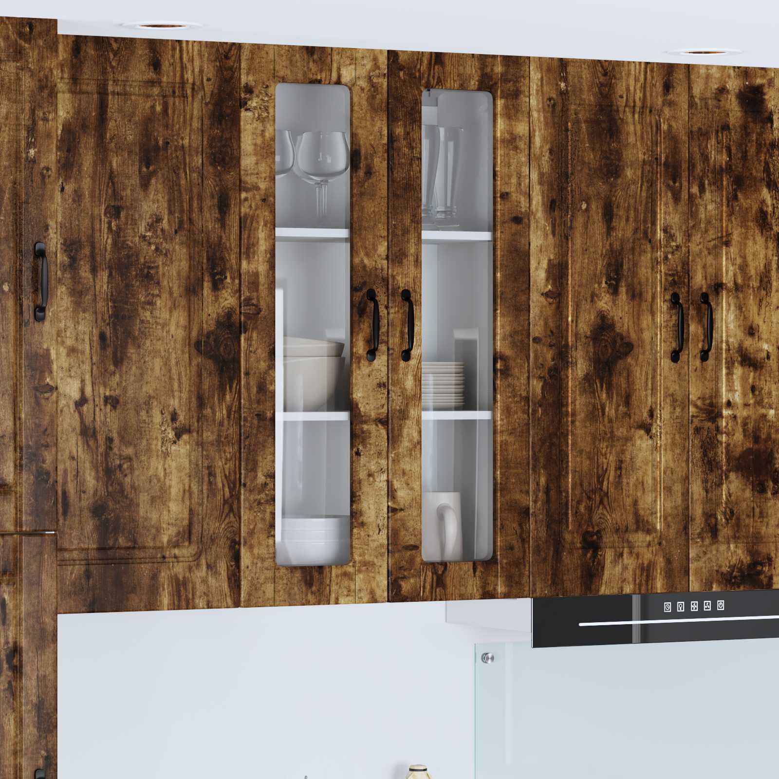 Wandglas-Schrank PORTO Geräucherte Eiche 60 x 31 x 100 cm