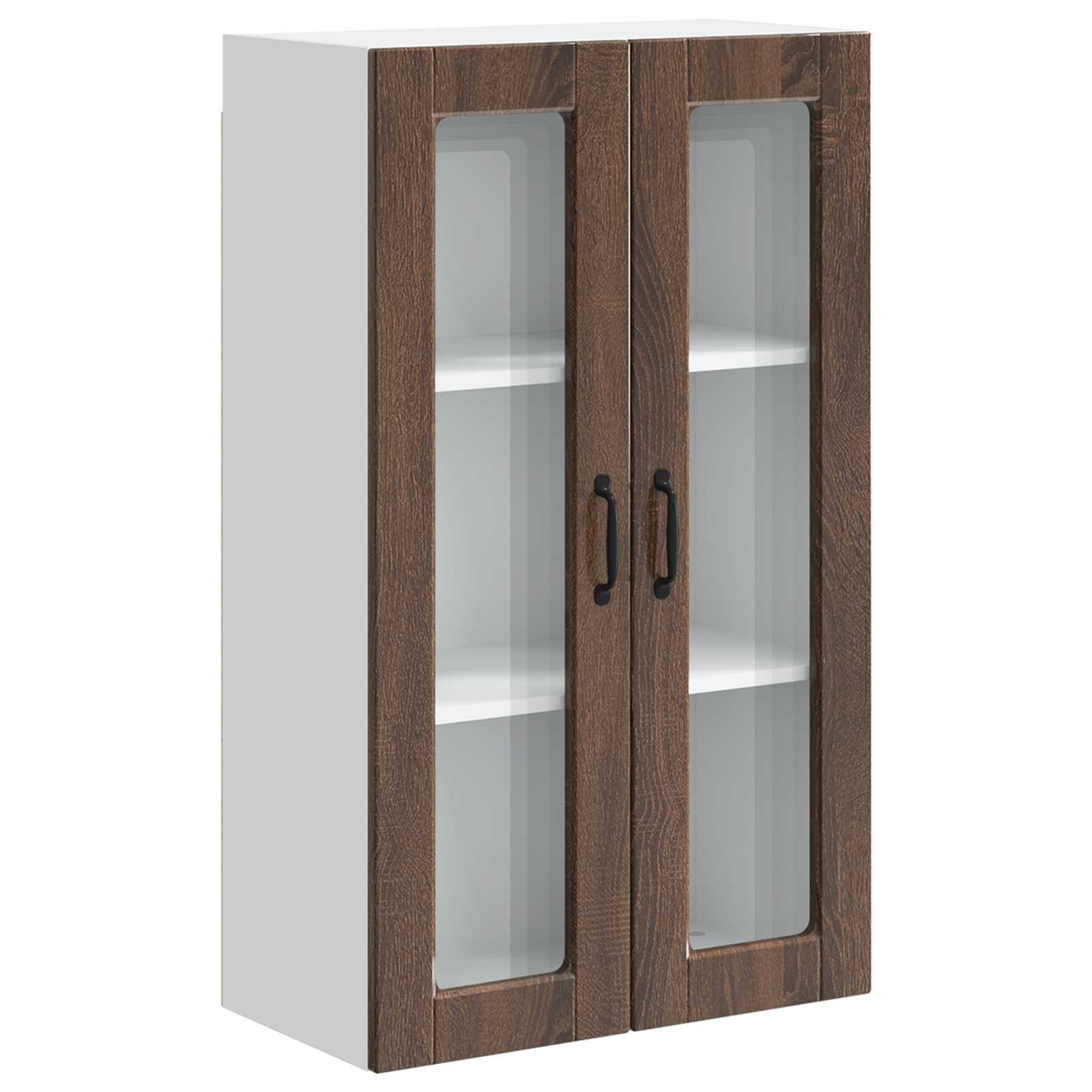 Wandglas-Schrank PORTO Braun Eichen-Optik 60 x 31 x 100 cm