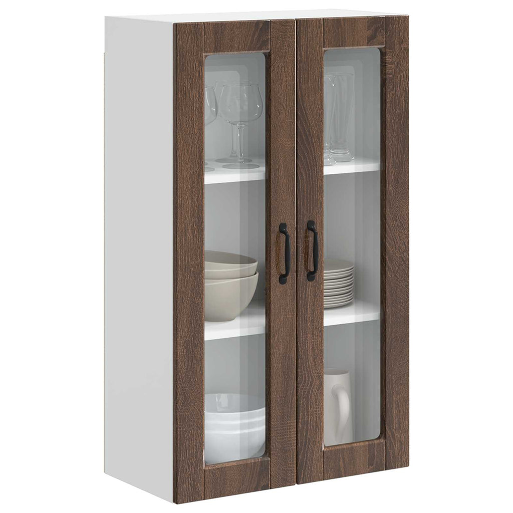 Wandglas-Schrank PORTO Braun Eichen-Optik 60 x 31 x 100 cm