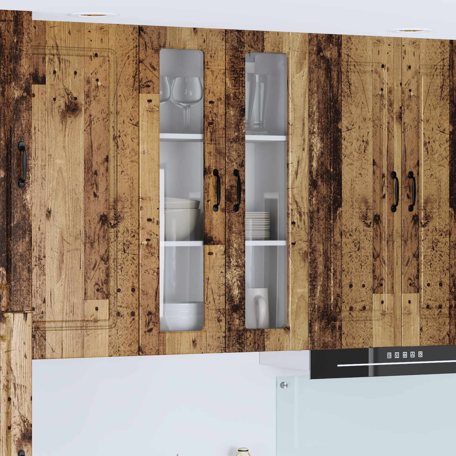 Wandglas-Schrank PORTO Altholz 60 x 31 x 100 cm Holzwerkstoff