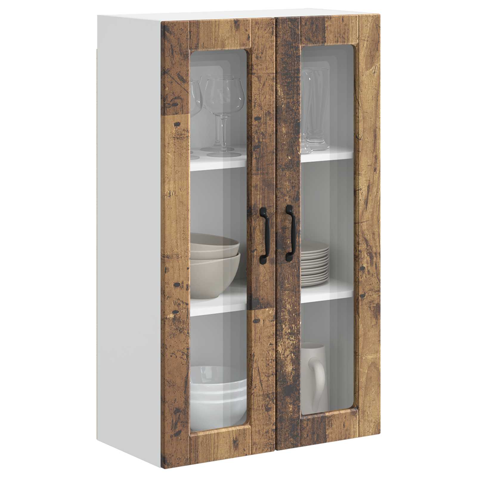 Wandglas-Schrank PORTO Altholz 60 x 31 x 100 cm Holzwerkstoff