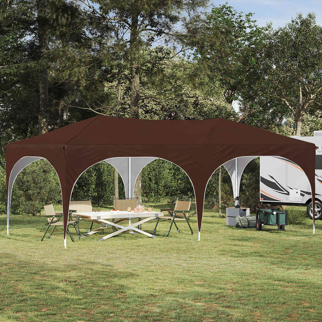 Pop-up Partyzelt 575 x 288 x 245 cm Braun Oxford-Stoff