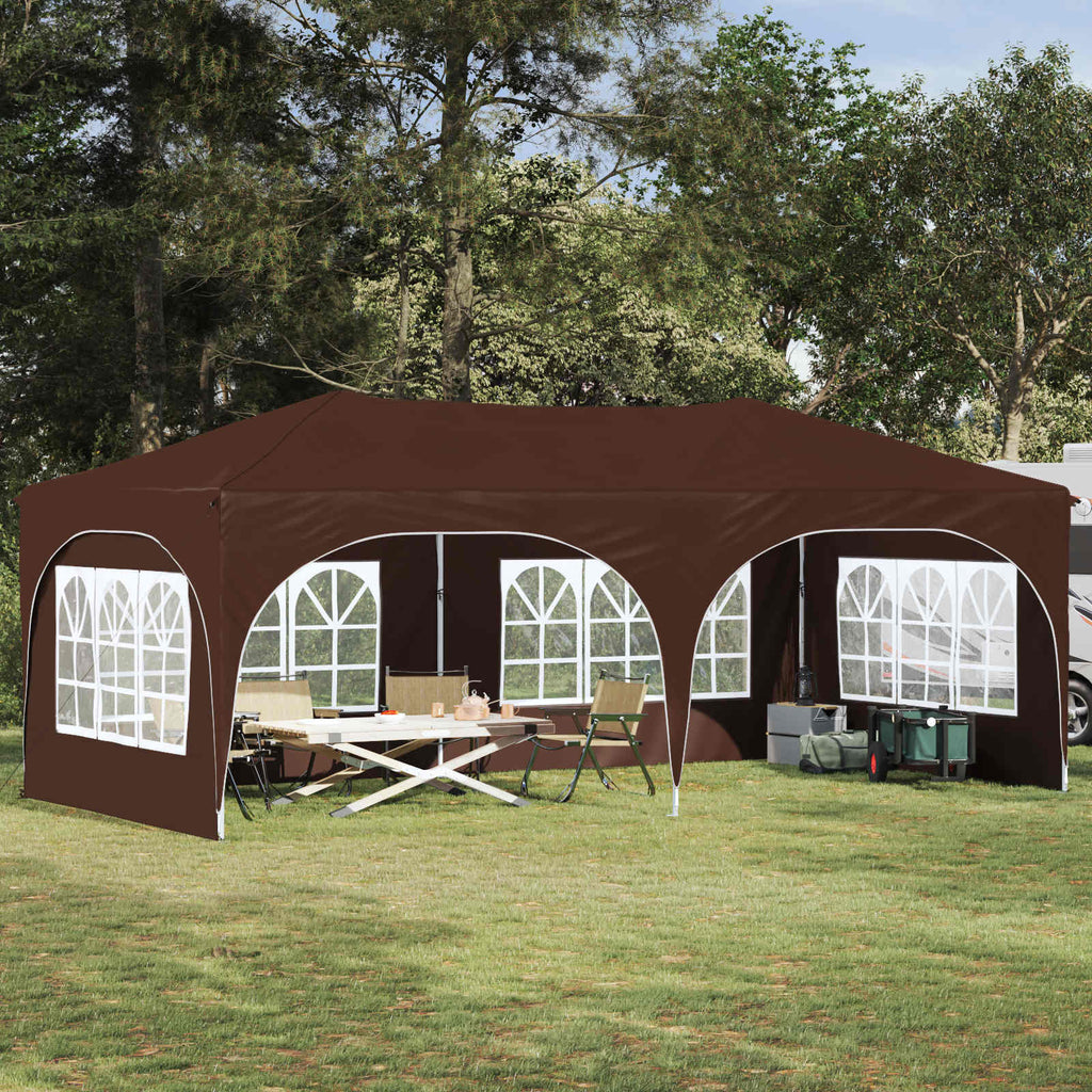 Pop-up Partyzelt 575 x 288 x 245 cm Braun Oxford-Stoff