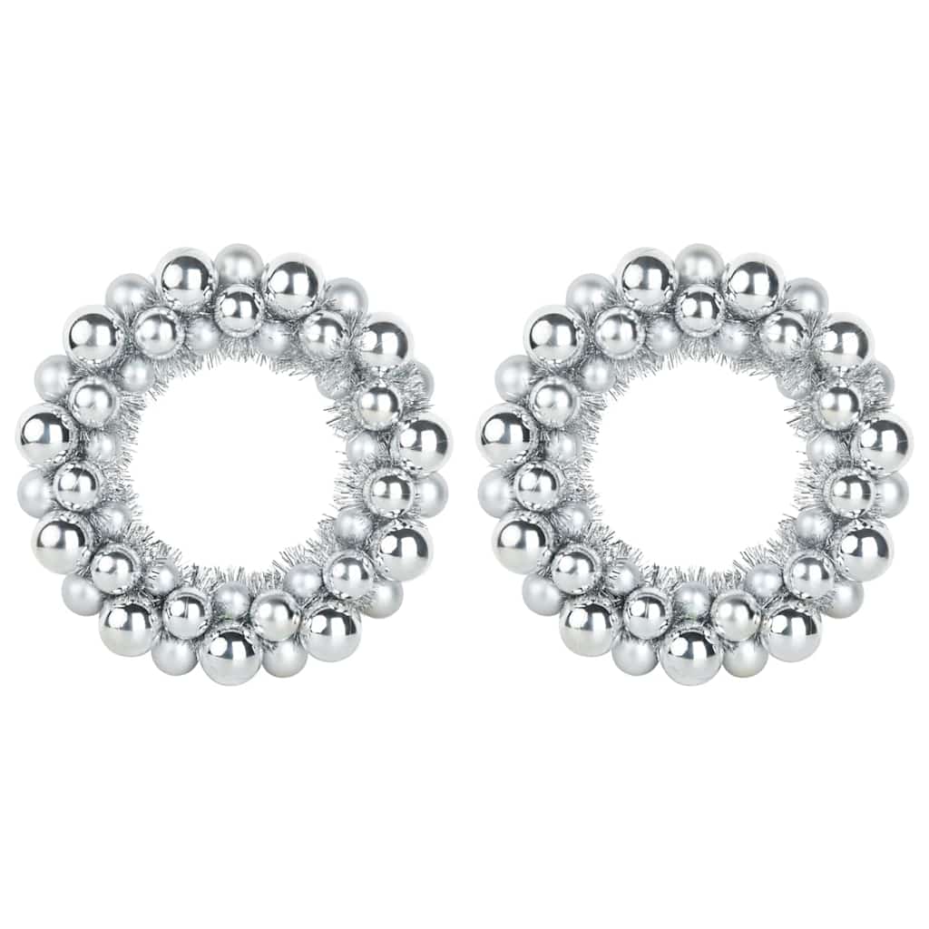 Weihnachtsballkränze 2 pcs Silber 33 x 33 x 7 cm Polystyrol