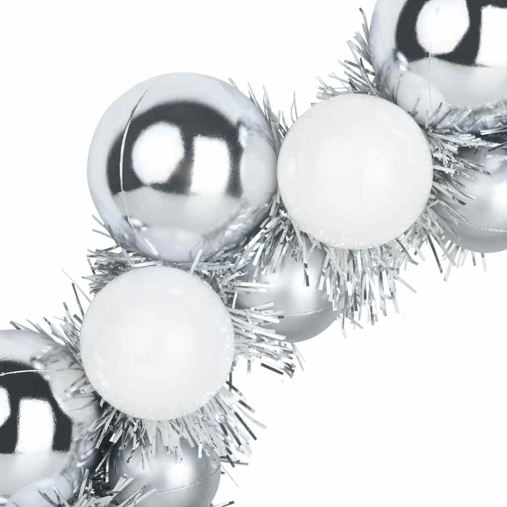 Weihnachtsballkränze 2 pcs Weiß und Silber 33 x 33 x 7 cm