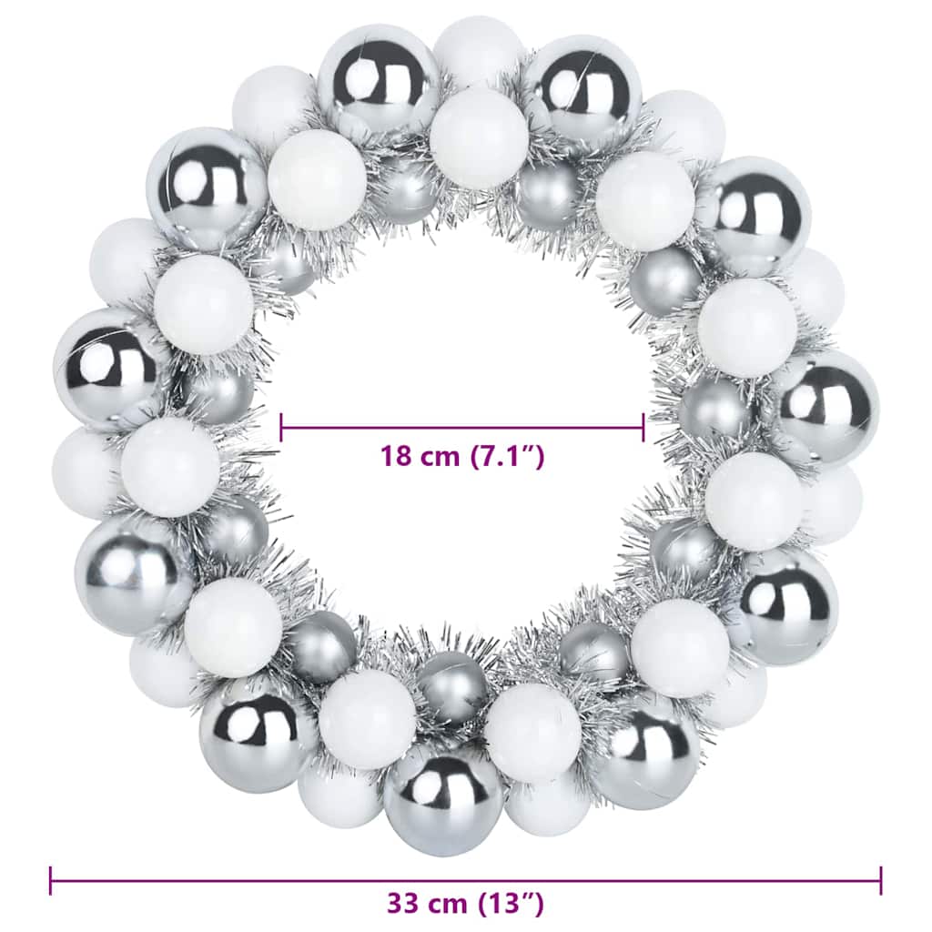 Weihnachtsballkränze 2 pcs Weiß und Silber 33 x 33 x 7 cm