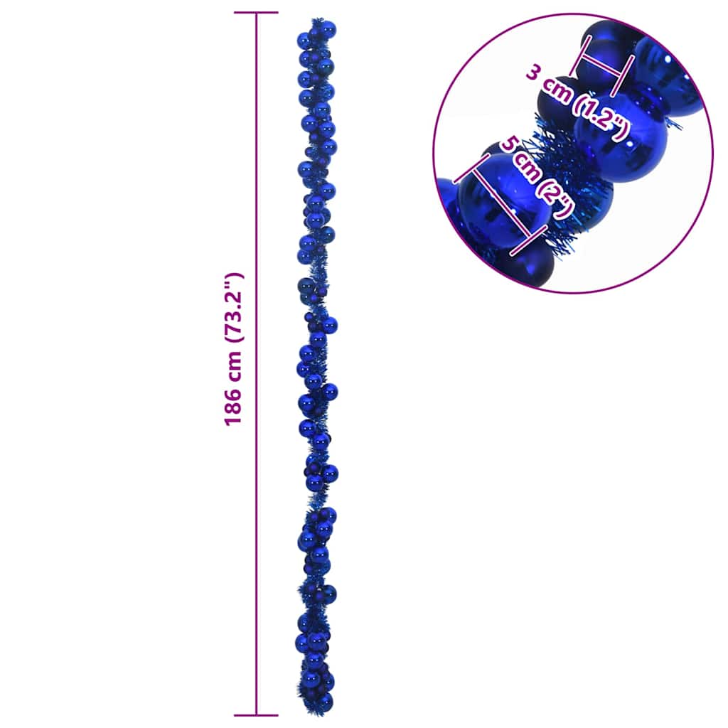 Weihnachtskugelgirlande Blau 186 cm Polystyrol