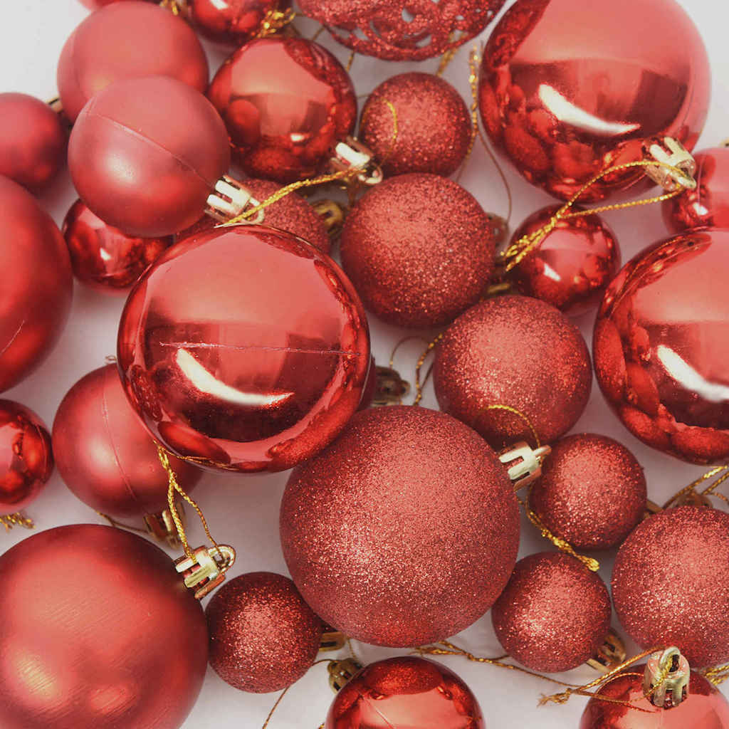 Weihnachtskugel-Set mit 150 LEDs 61 pcs Rot Kunststoff