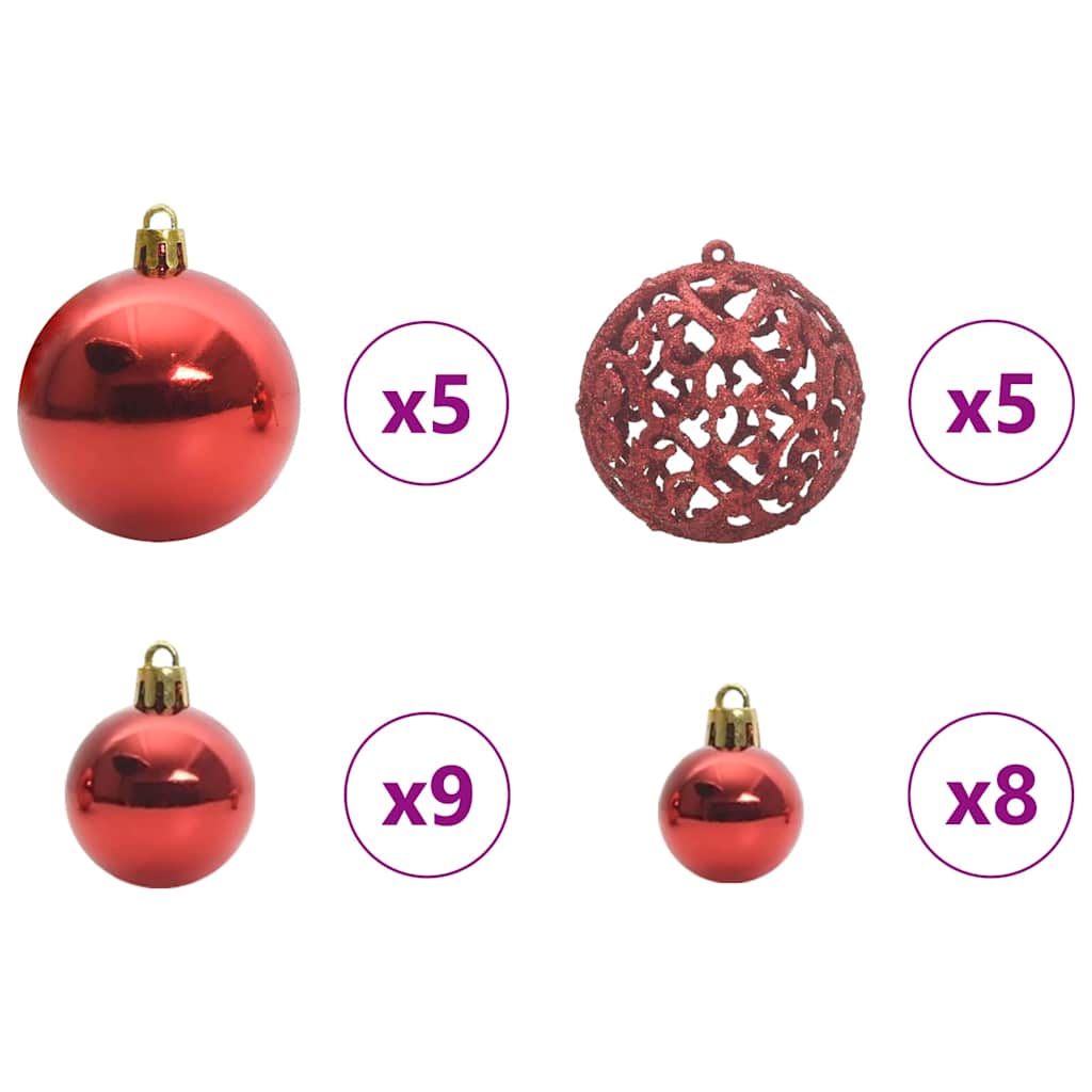 Weihnachtskugel-Set mit 150 LEDs 61 pcs Rot Kunststoff