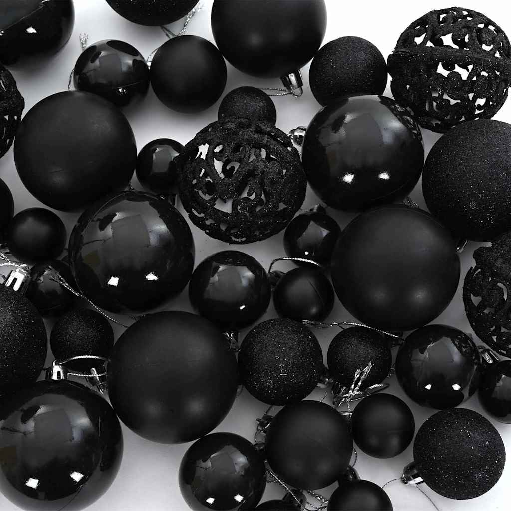 Weihnachtskugel-Set mit 300 LEDs 120 pcs Schwarz Kunststoff