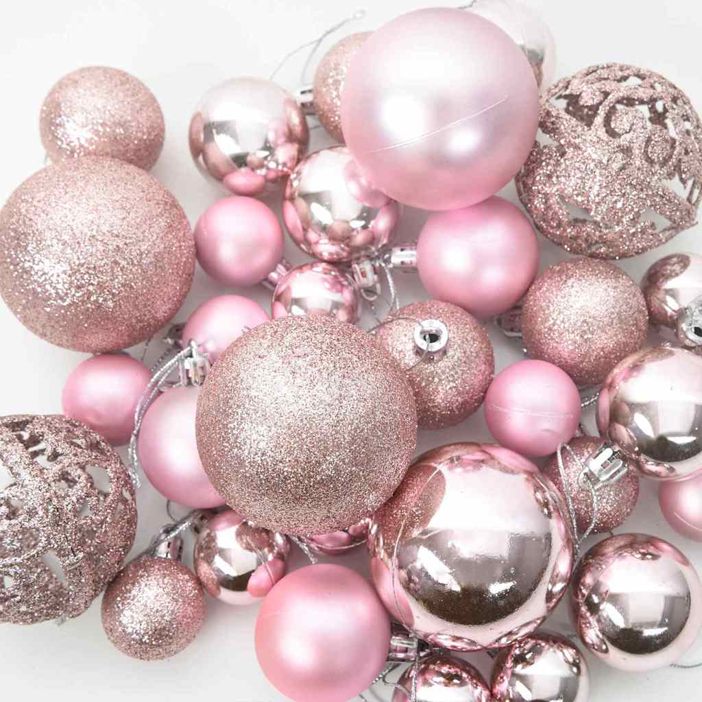Weihnachtskugel-Set mit 150 LEDs 61 pcs Rosa Kunststoff