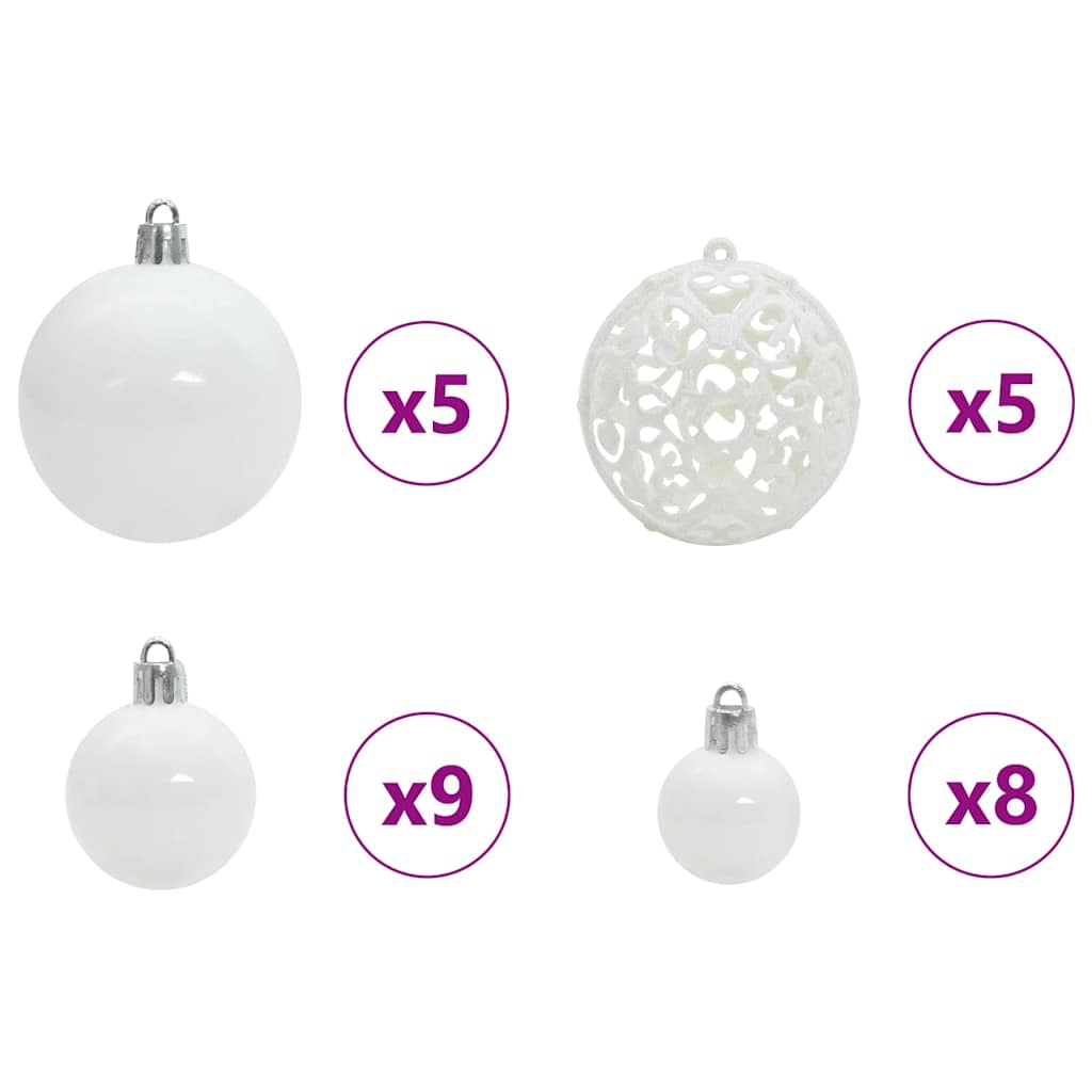 Weihnachtskugel-Set mit 150 LEDs 61 pcs Weiß Kunststoff