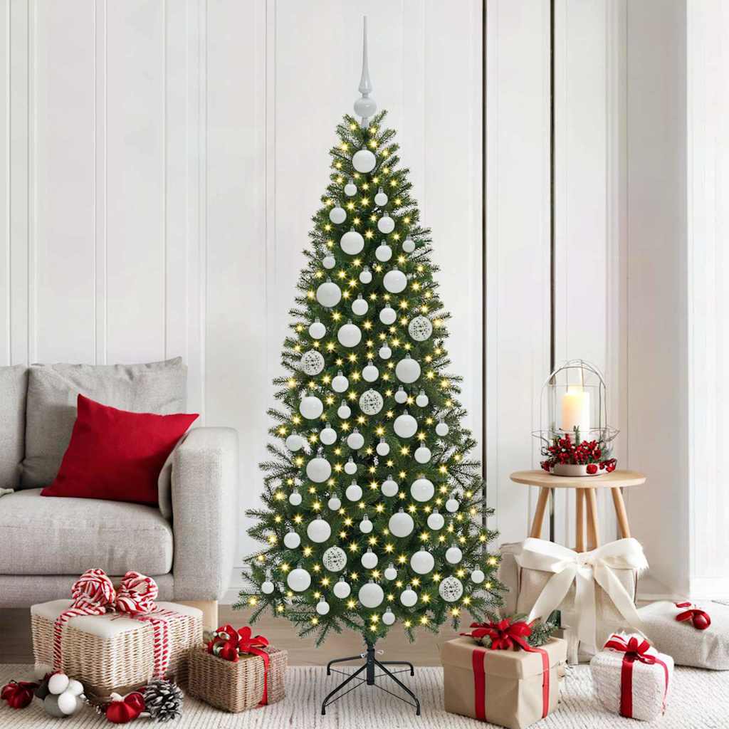Weihnachtskugel-Set mit 300 LEDs 120 pcs Weiß Kunststoff