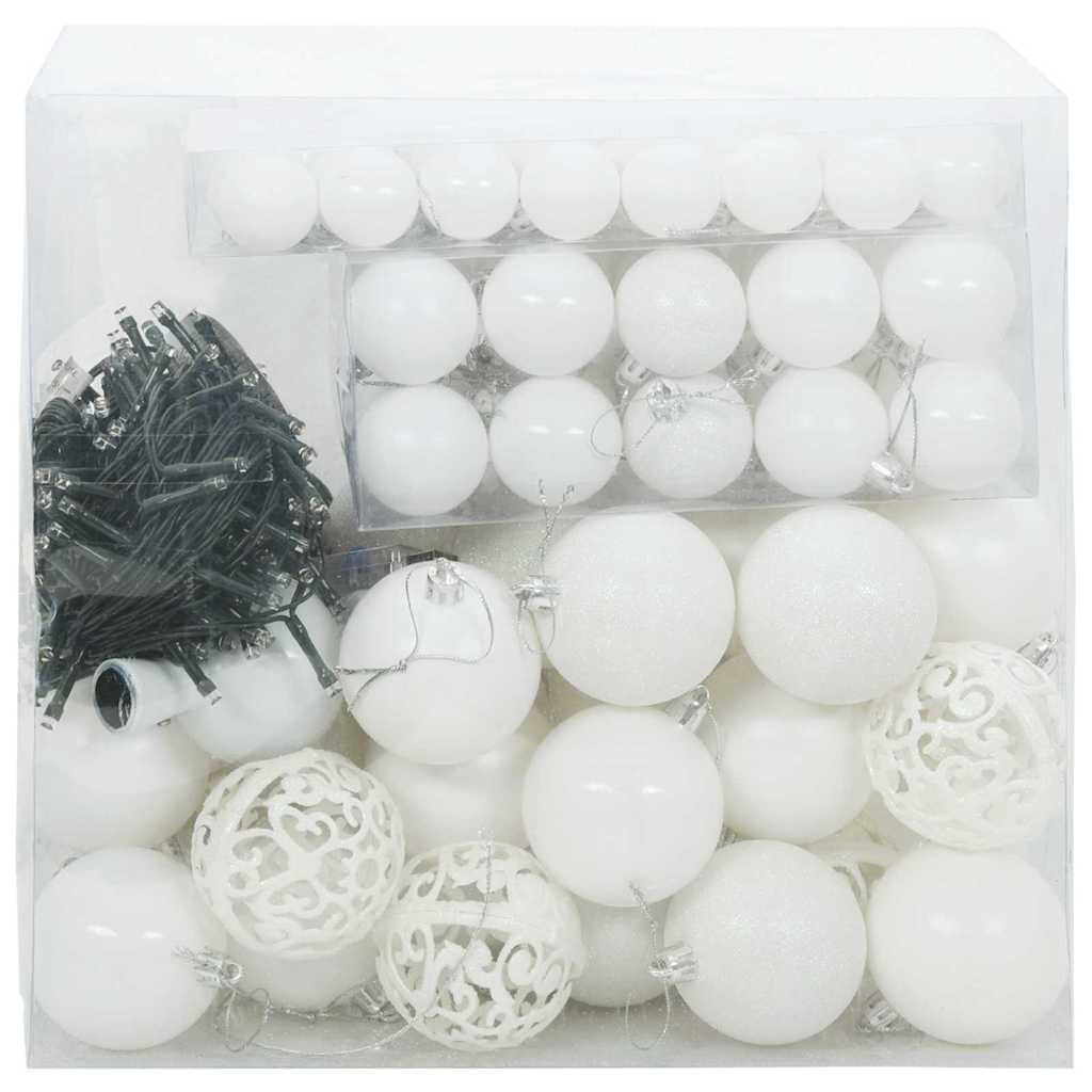 Weihnachtskugel-Set mit 300 LEDs 120 pcs Weiß Kunststoff