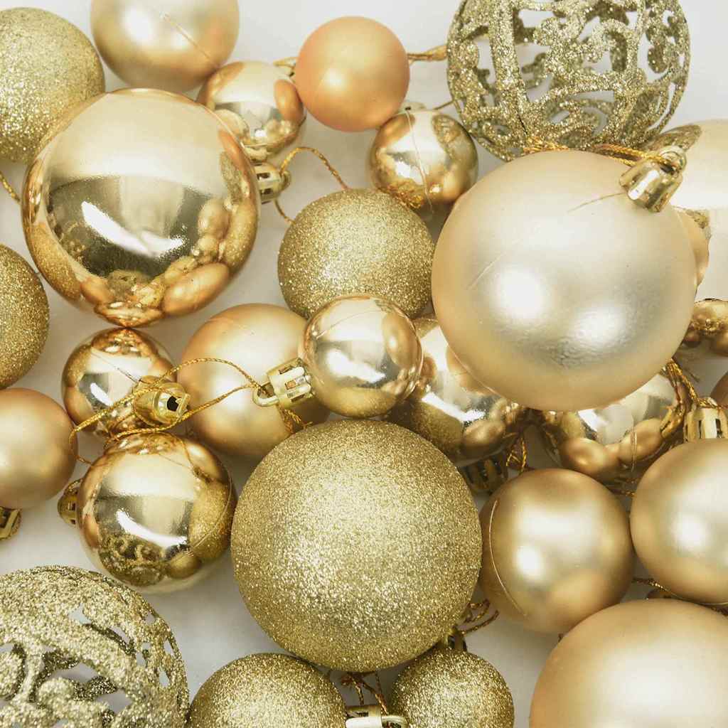 Weihnachtskugel-Set mit 150 LEDs 61 pcs Gold Kunststoff