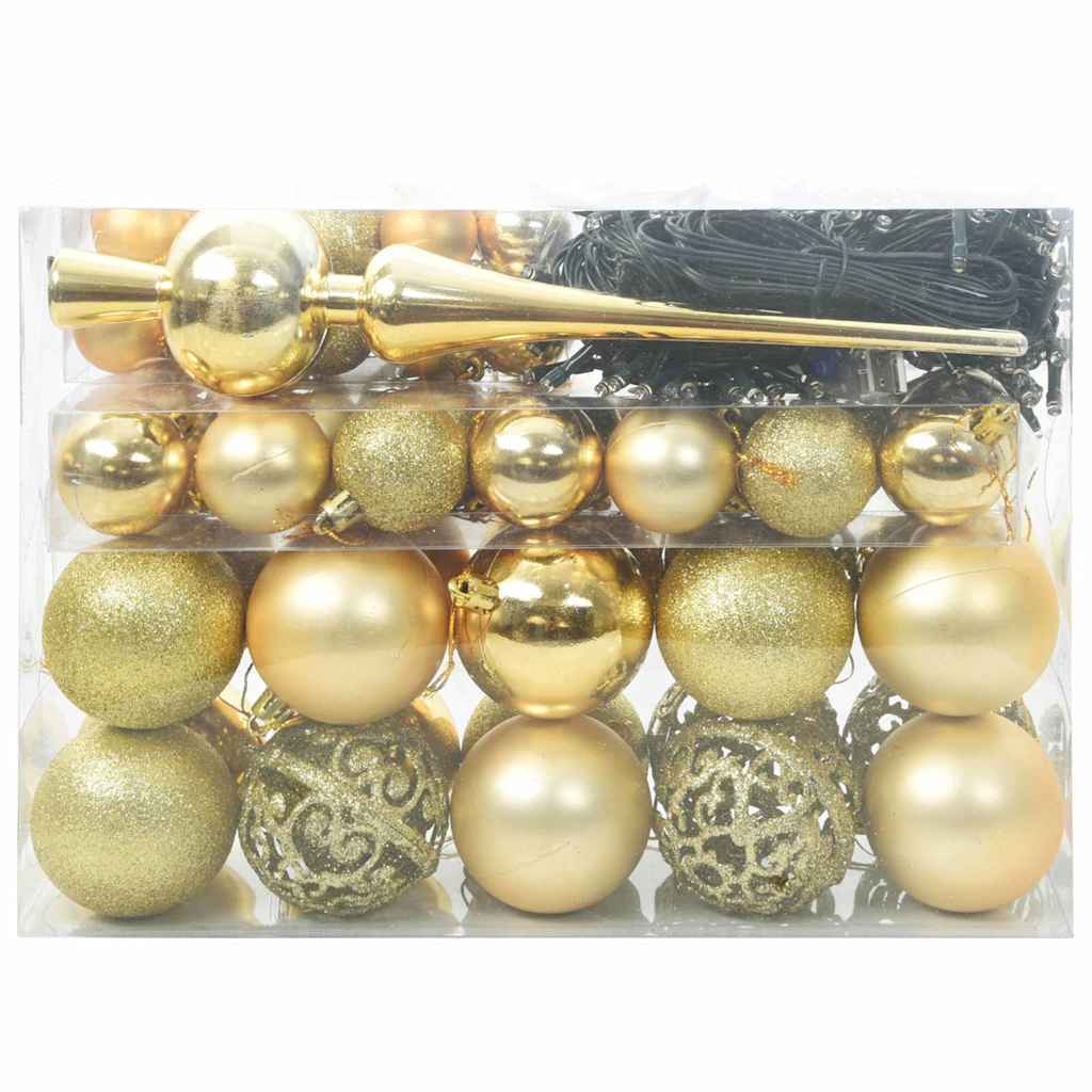 Weihnachtskugel-Set mit 150 LEDs 61 pcs Gold Kunststoff