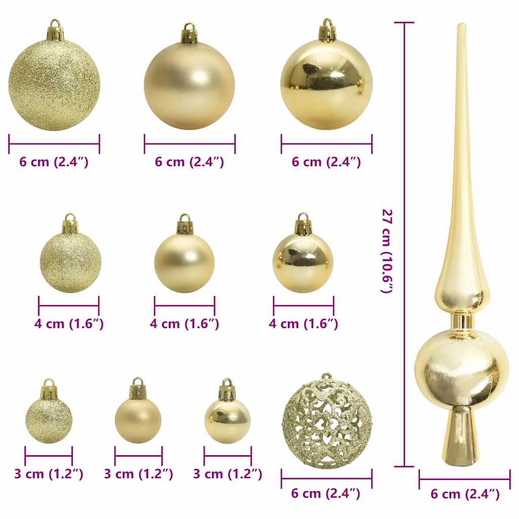 Weihnachtskugel-Set mit 150 LEDs 61 pcs Gold Kunststoff