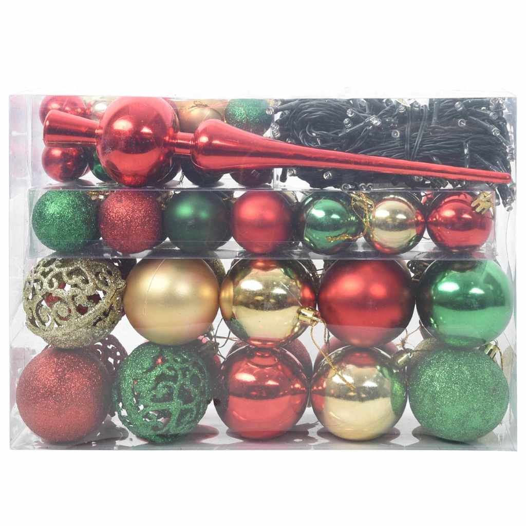Weihnachtskugel-Set mit 150 LEDs 61 pcs Mehrfarbig Kunststoff