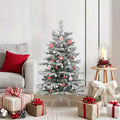 Weihnachtskugel-Set 40 pcs Rot und Weiß Kunststoff