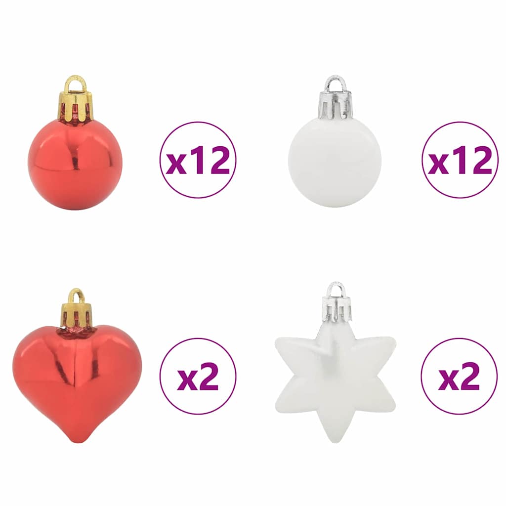 Weihnachtskugel-Set 40 pcs Rot und Weiß Kunststoff