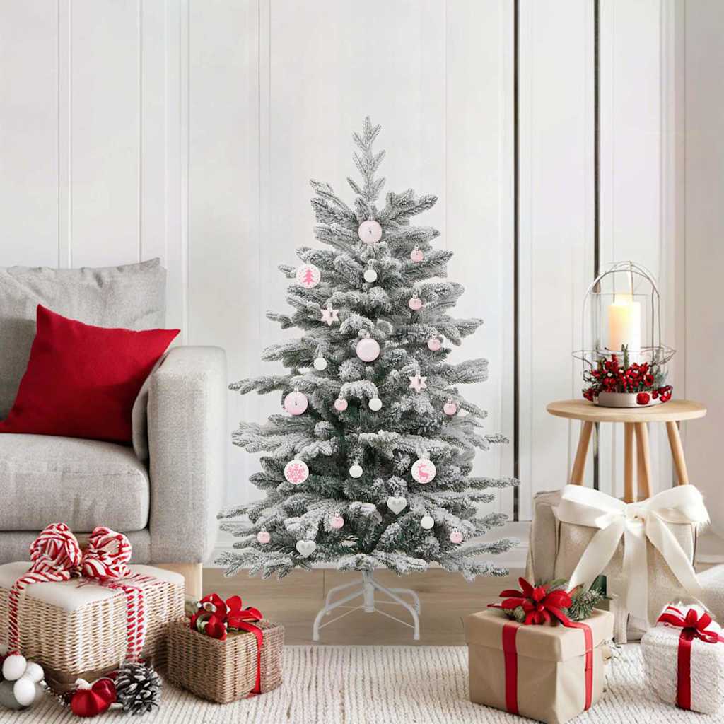 Weihnachtskugel-Set 40 pcs Weiß und Rosa Kunststoff