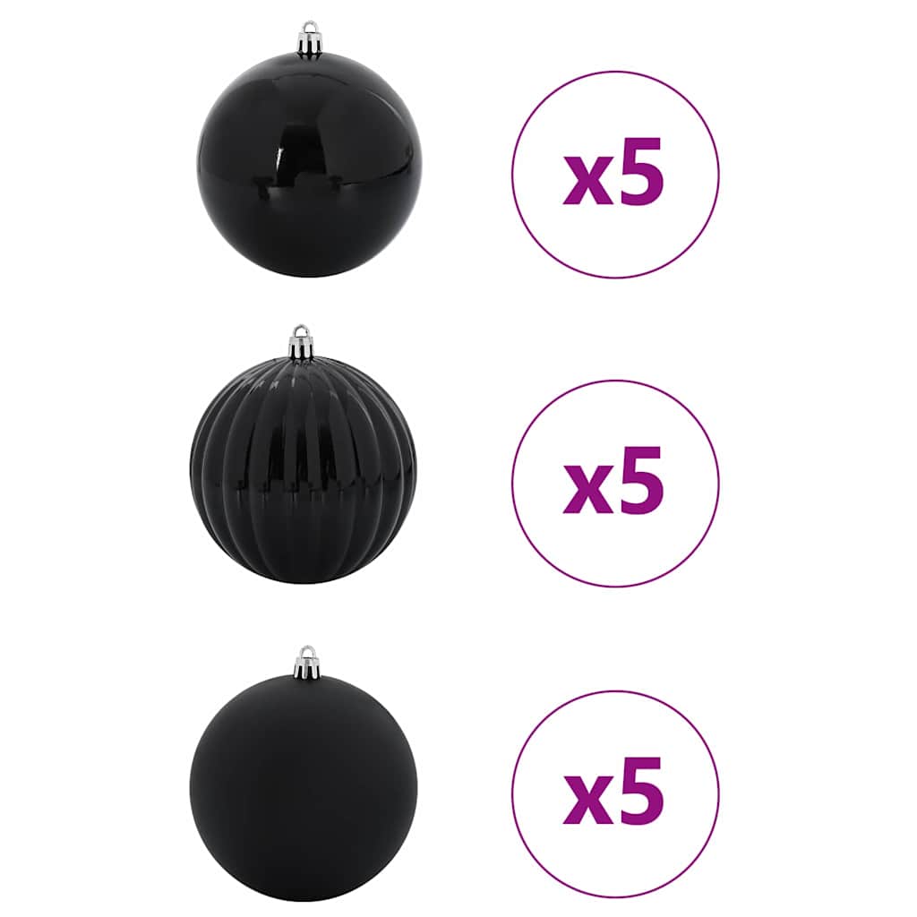 Weihnachtsbaumkugel Set XL 15 pcs Schwarz Kunststoff
