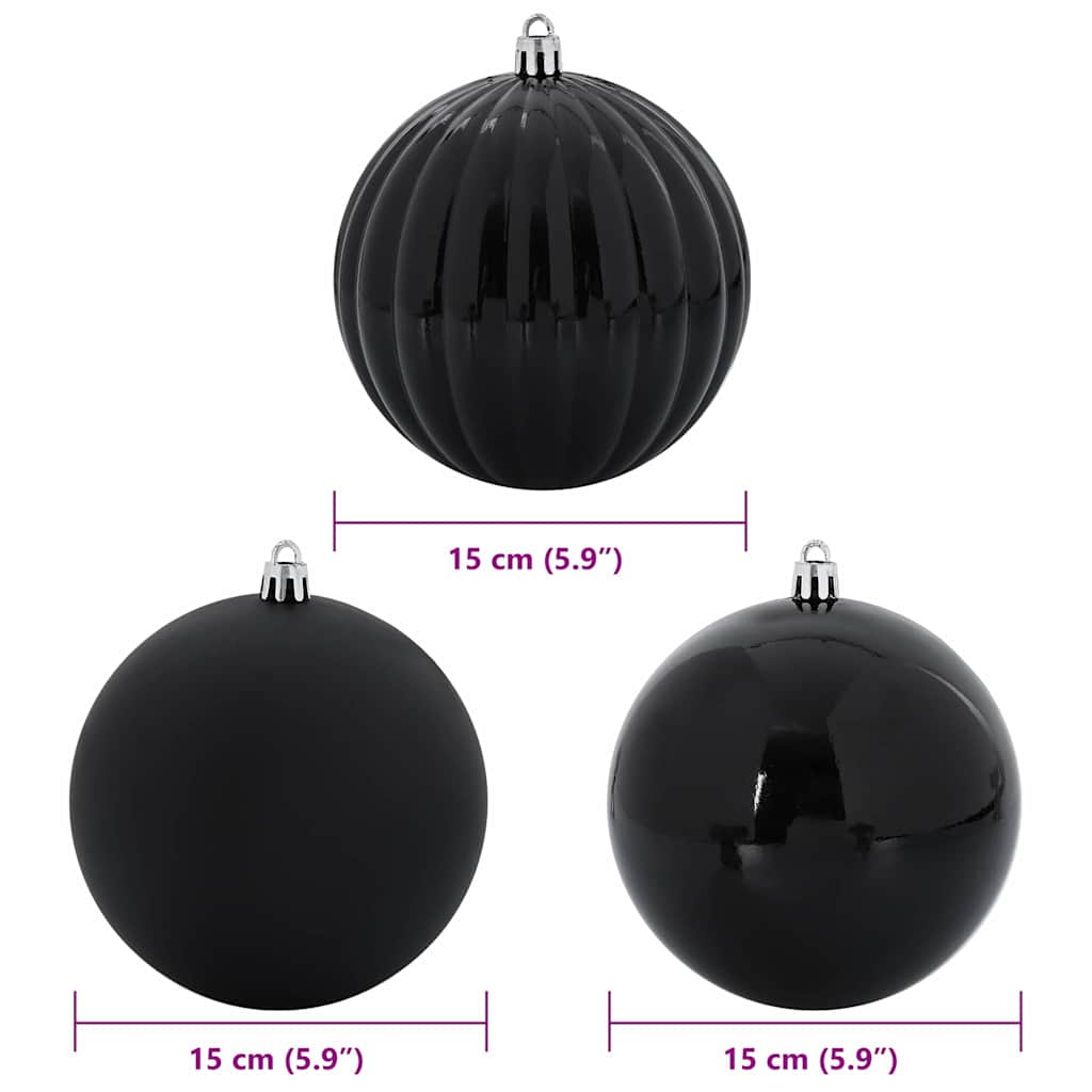 Weihnachtsbaum Ornament Set XL 9 pcs Schwarz Kunststoff