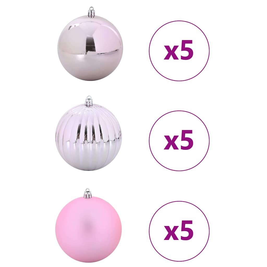Weihnachtskugel Set XL 15 pcs Rosa Kunststoff