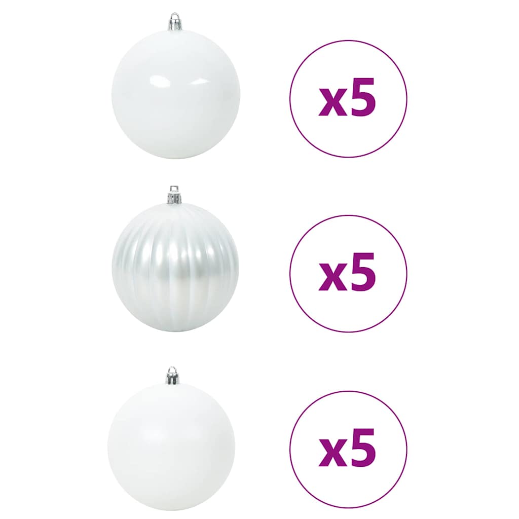 Weihnachtsbaumkugel Set XL 15 pcs Weiß Kunststoff