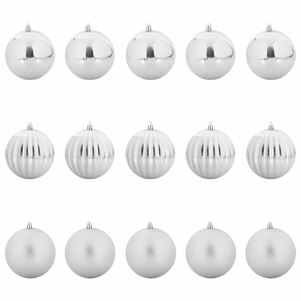 Weihnachtsbaumkugel Set XL 15 pcs Silber Kunststoff
