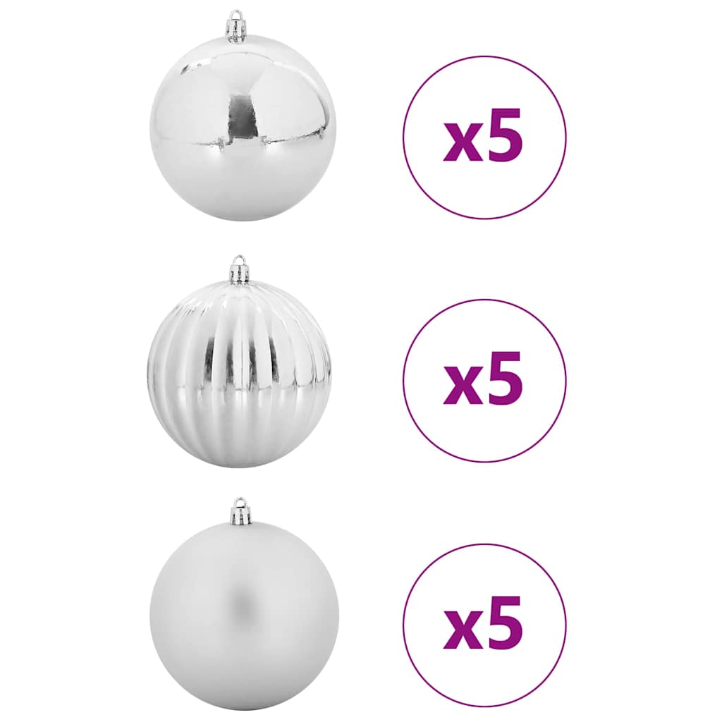 Weihnachtsbaumkugel Set XL 15 pcs Silber Kunststoff