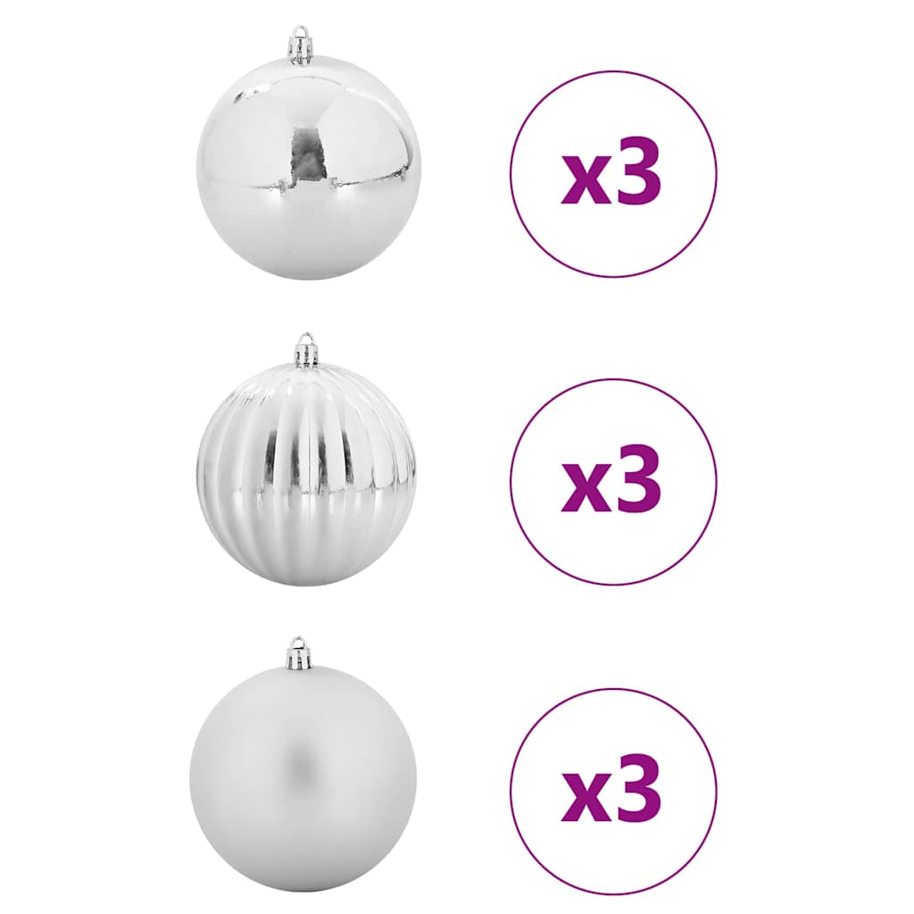 Weihnachtskugeln Set XL 9 pcs Silber Kunststoff