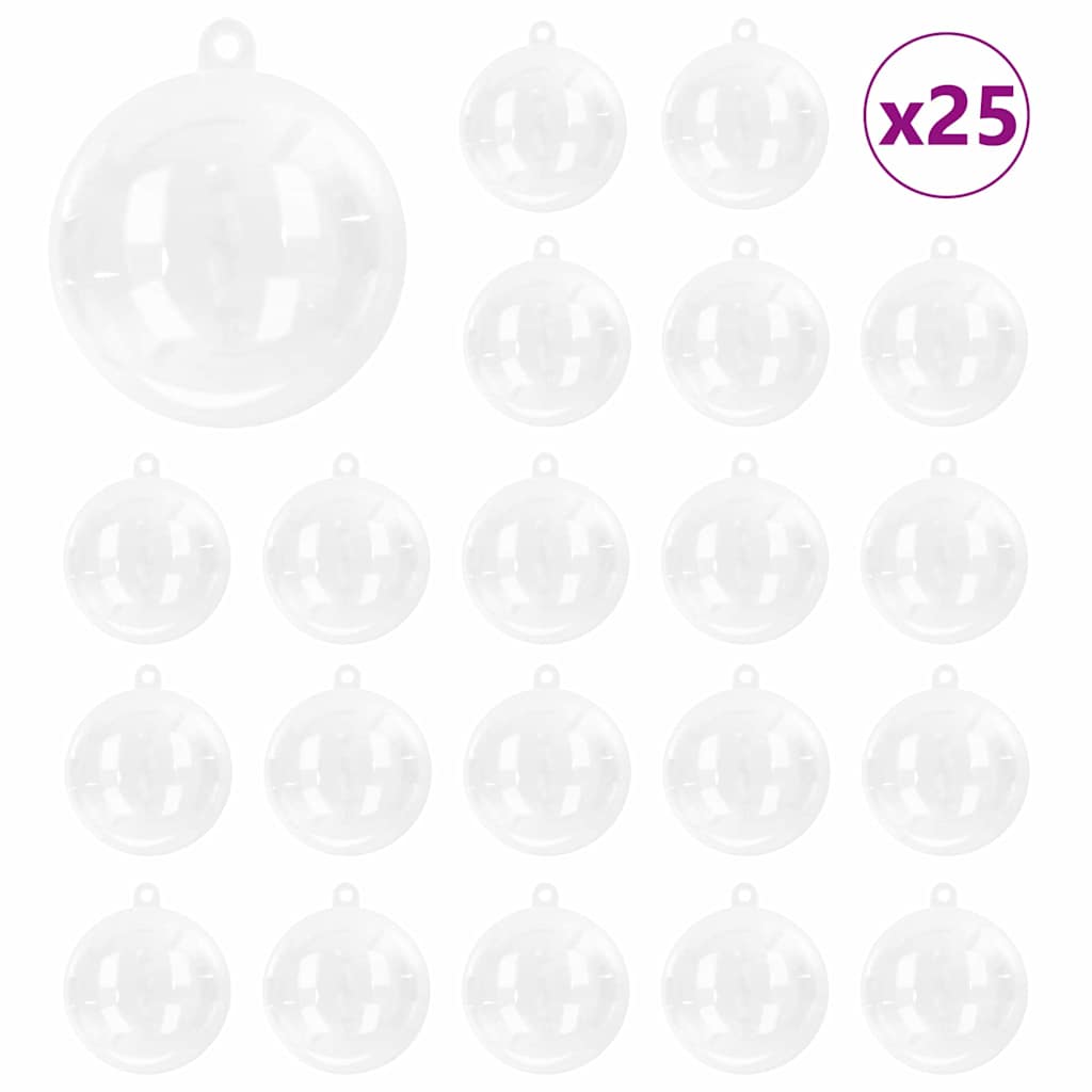 Weihnachtskugel-Set 25 pcs Transparent Ø 8 cm Kunststoff