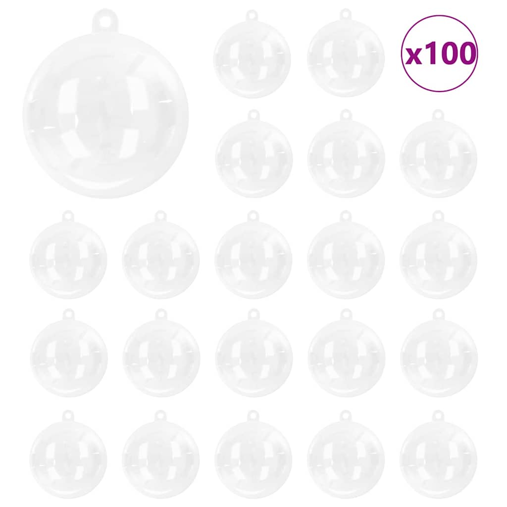 Weihnachtskugel-Set 100 pcs Transparent Ø 8 cm Kunststoff