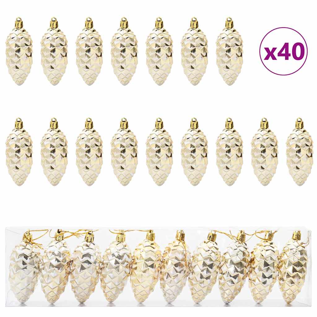Weihnachts-Tannenzapfen Ball 40 pcs Gold Kunststoff