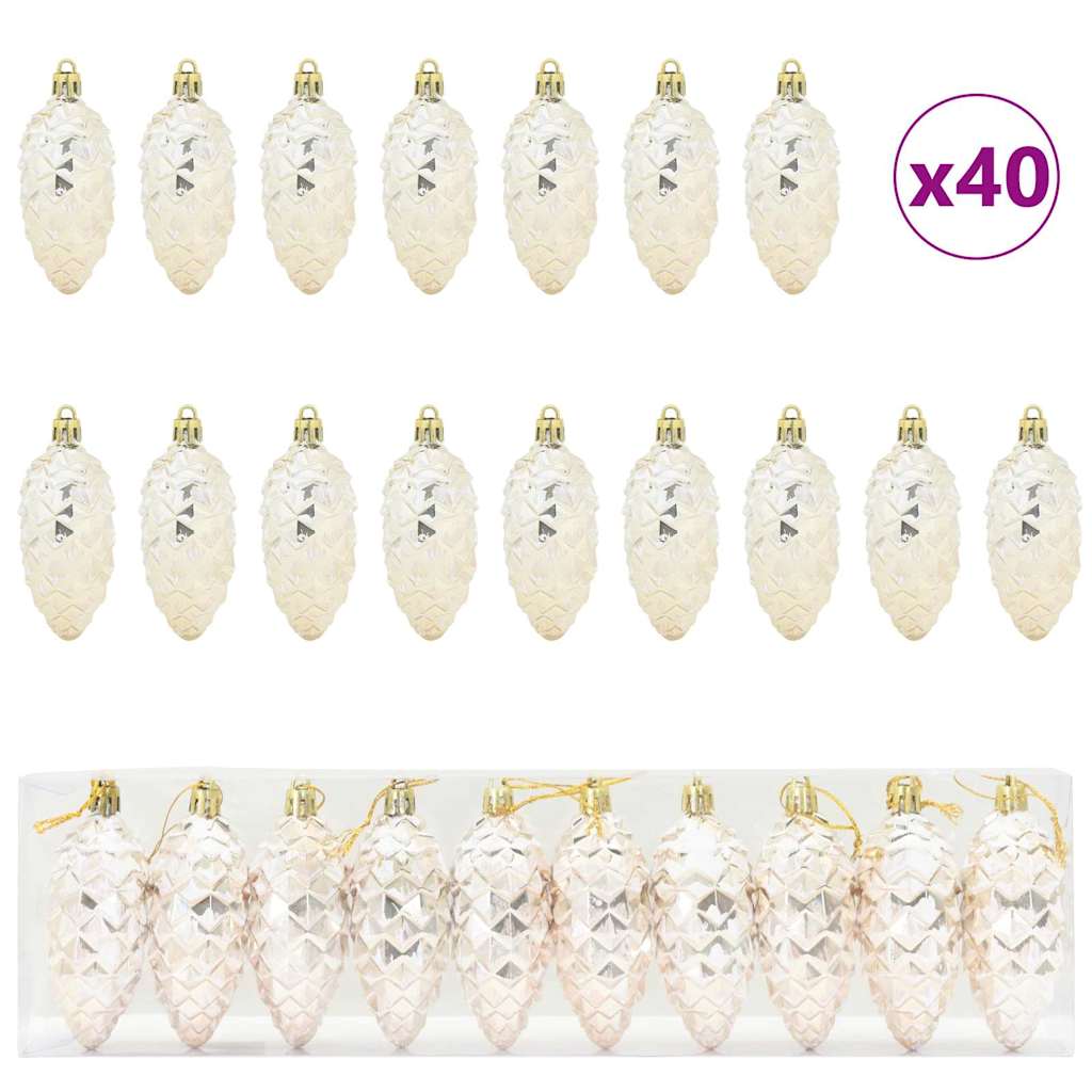Weihnachts-Tannenzapfen Ball 40 pcs Champagner Kunststoff