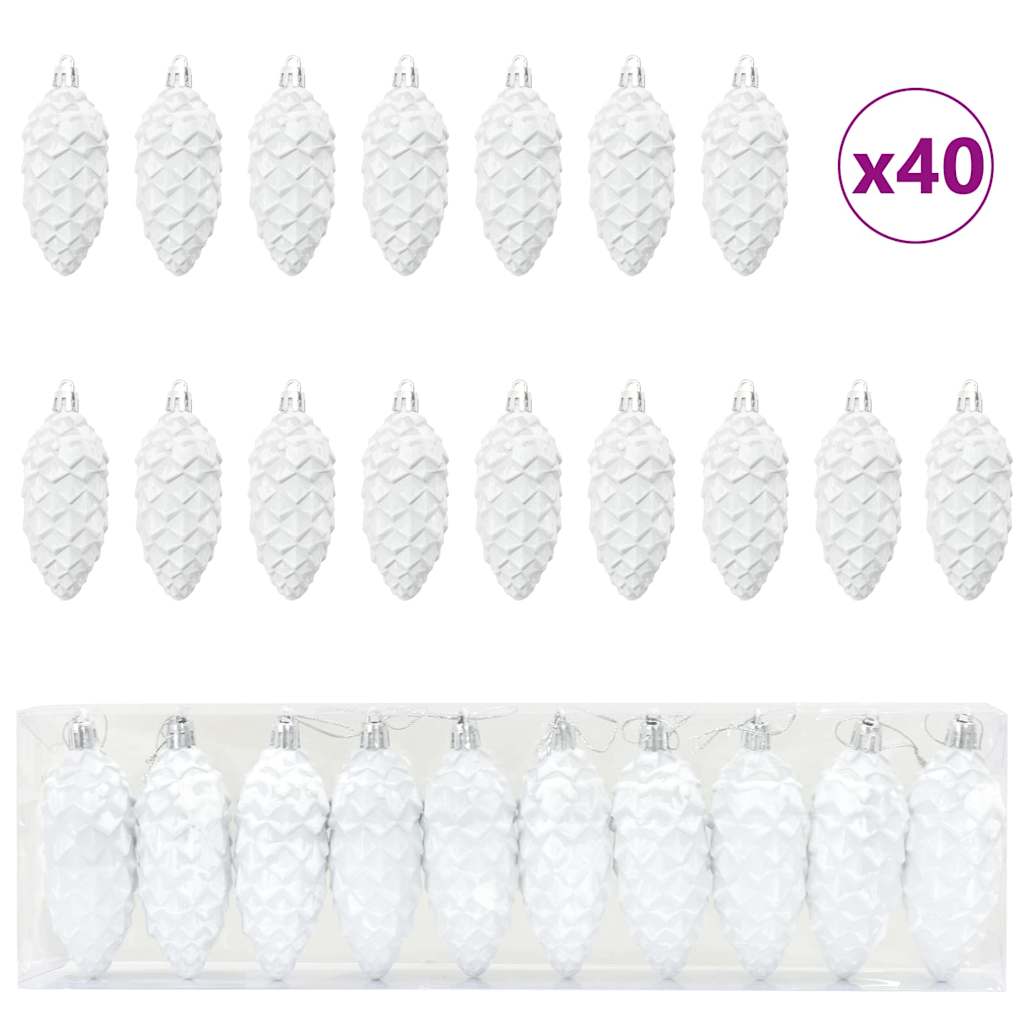 Weihnachts-Tannenzapfen Ball 40 pcs Weiß Kunststoff