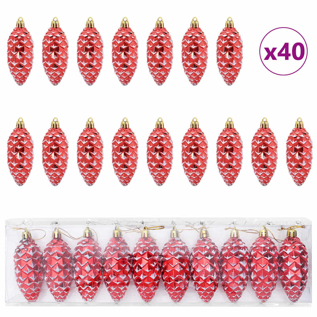 Weihnachts-Tannenzapfen Ball 40 pcs Rot Kunststoff