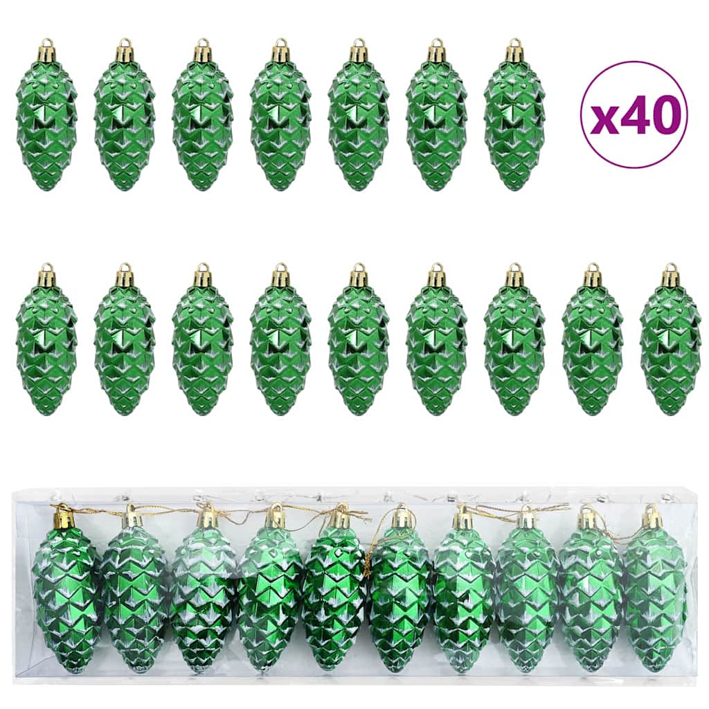 Weihnachts-Tannenzapfen Ball 40 pcs Grün Kunststoff