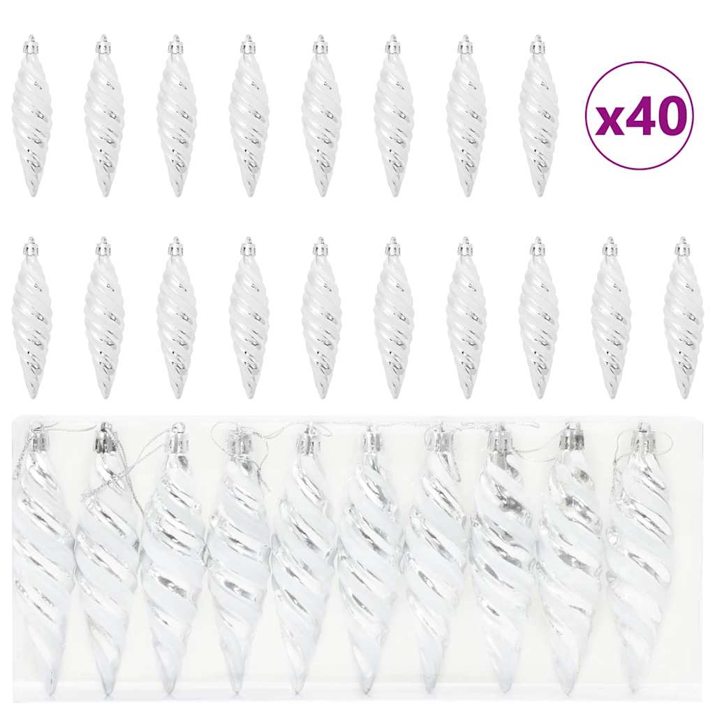 Weihnachtliche Spiralenform Kugel 40 pcs Silber Kunststoff