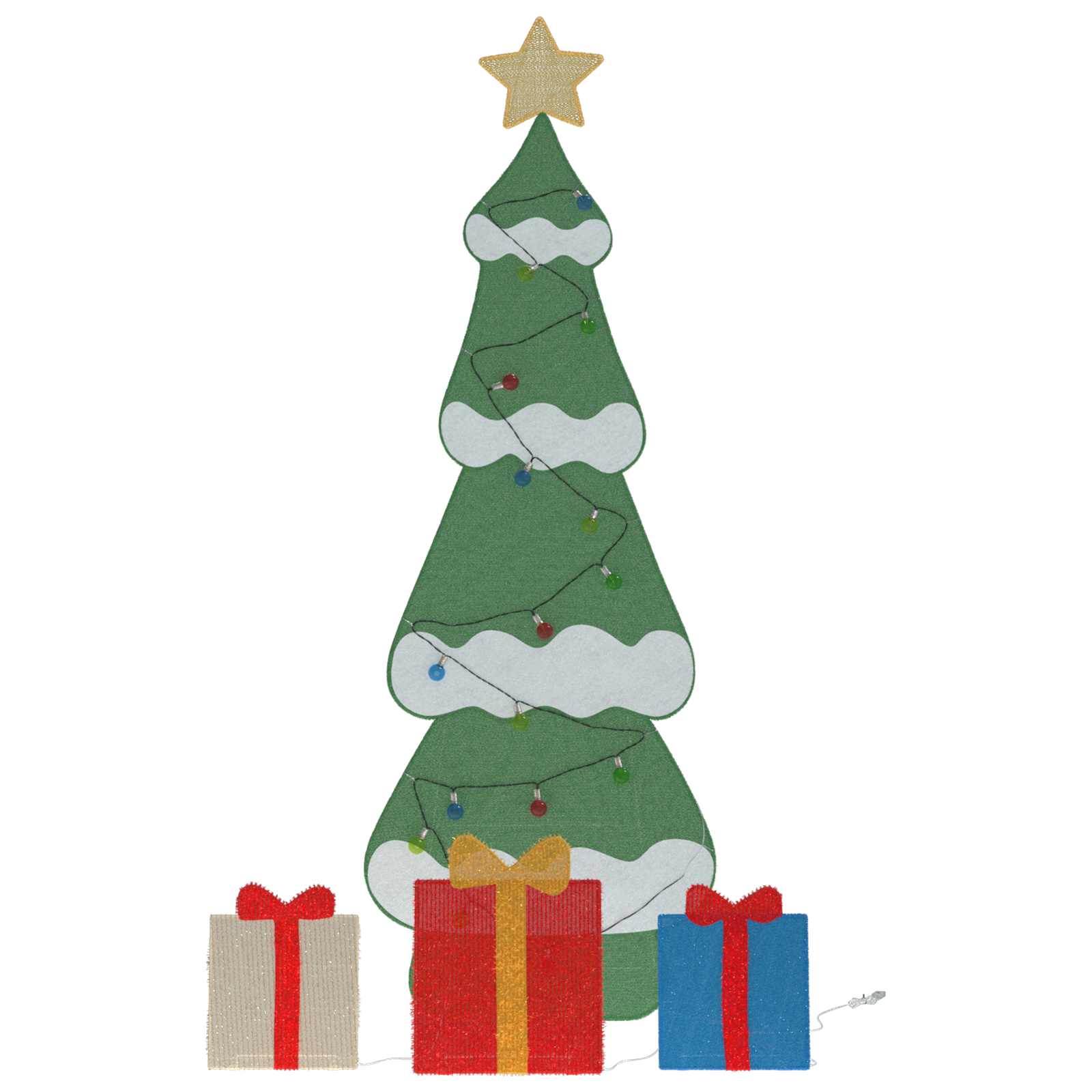 Beleuchteter Weihnachtsbaum mit 3 Geschenkboxen 2D Warm Weiß