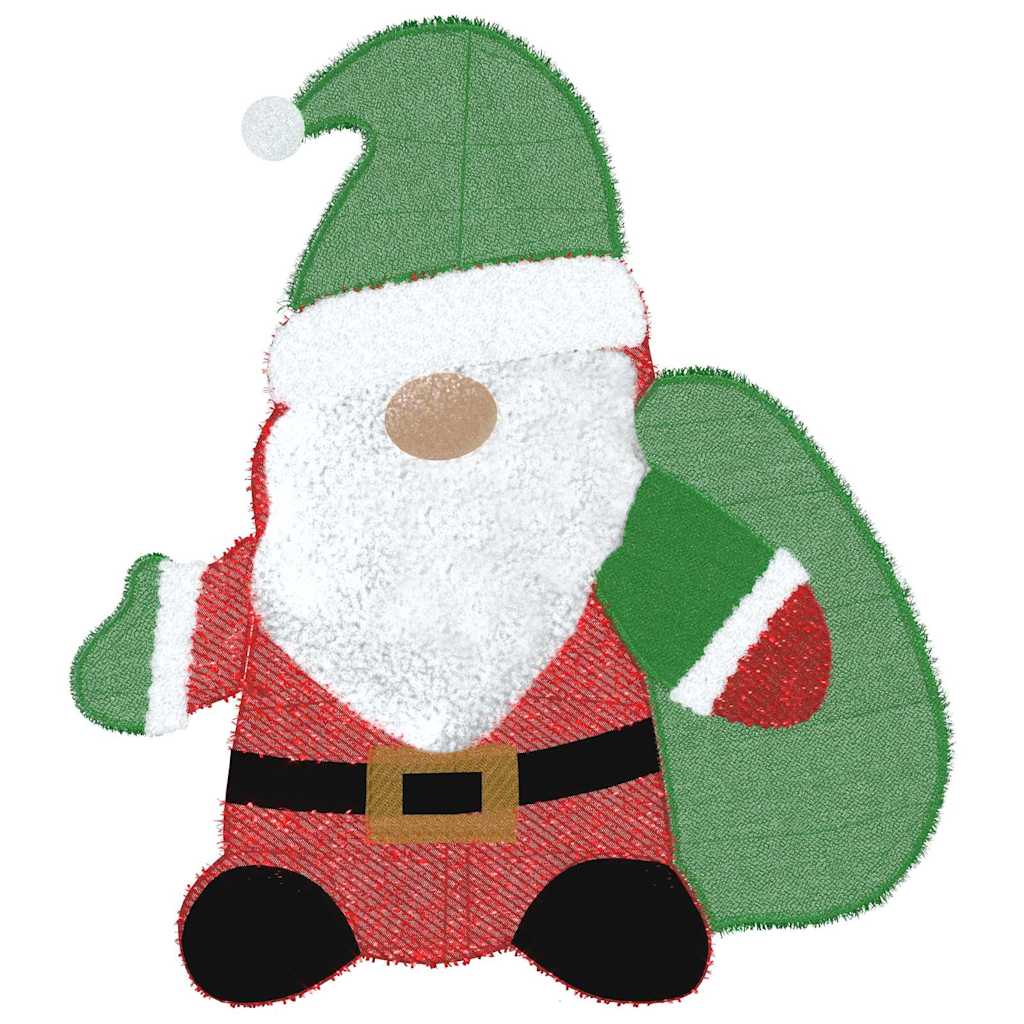 Beleuchteter Weihnachtsmann Warmes Weiß 70 x 62 cm Lamé-Stoff