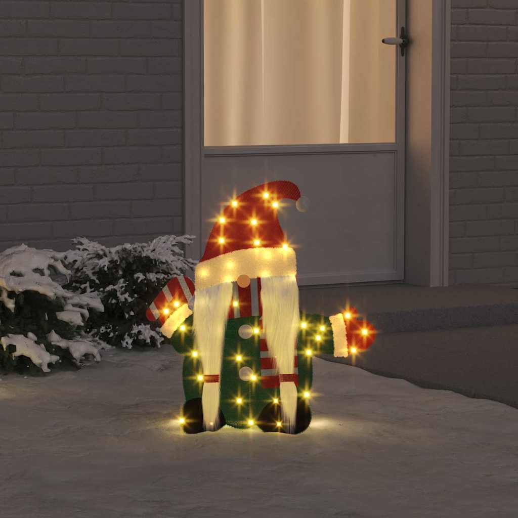 Beleuchteter Gnom mit 60 LEDs Warmes Weiß 71 x 64 cm Lamé-Stoff