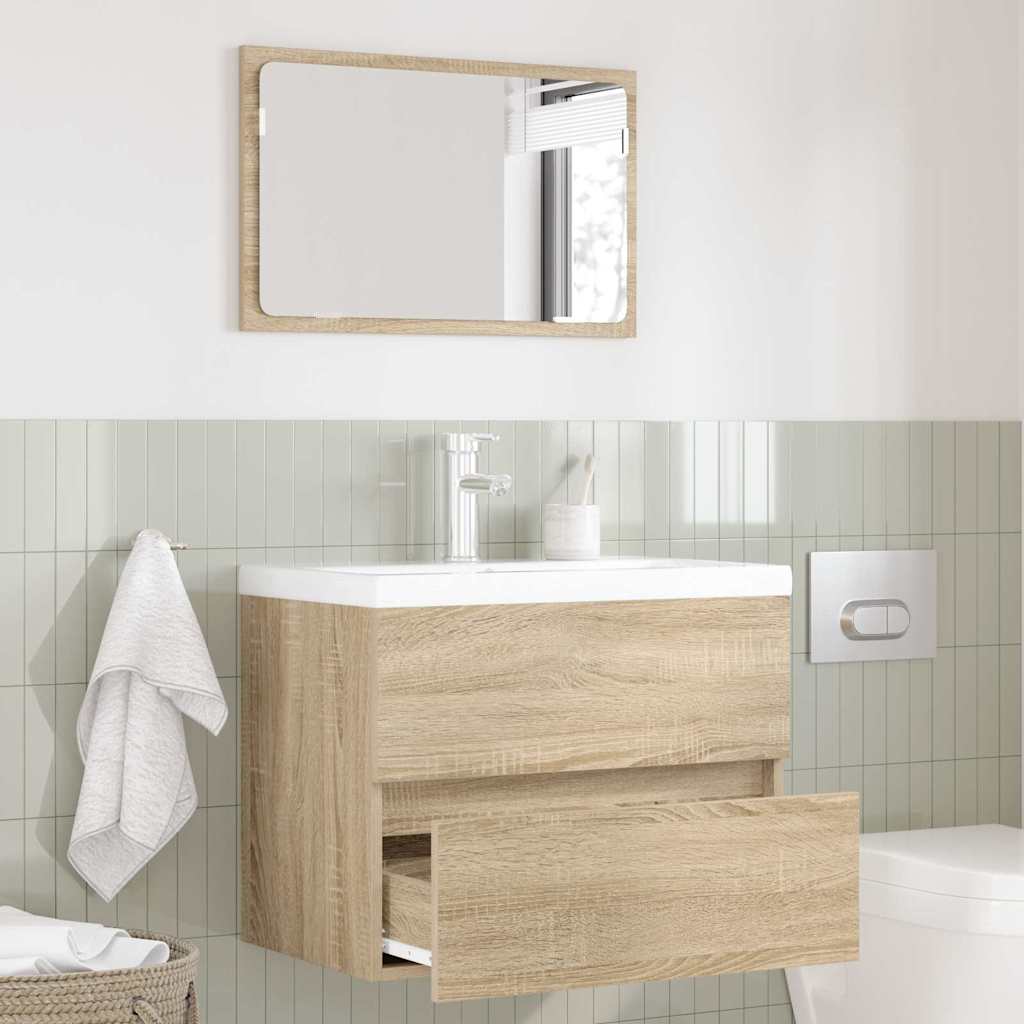 Badezimmermöbel-Set mit Schubladen Sonoma-Eiche Holzwerkstoff