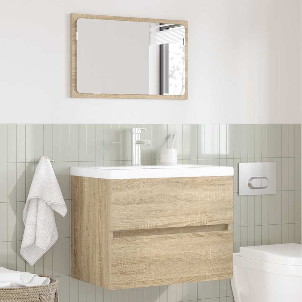 Badezimmermöbel-Set mit Schubladen Sonoma-Eiche Holzwerkstoff
