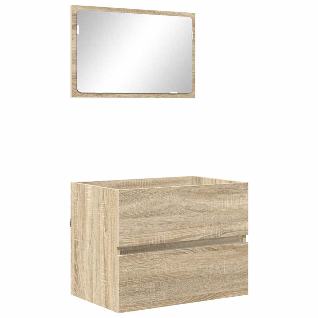 Badezimmermöbel-Set mit Schubladen Sonoma-Eiche Holzwerkstoff
